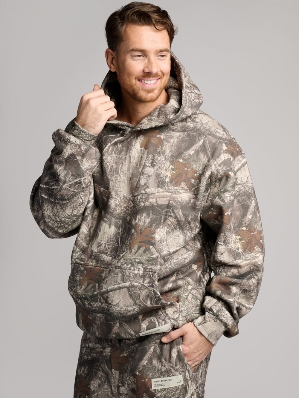 Comfrt Men's Camo Hoodie - Brown & Green Camouflage - Timber. Size 3XL
